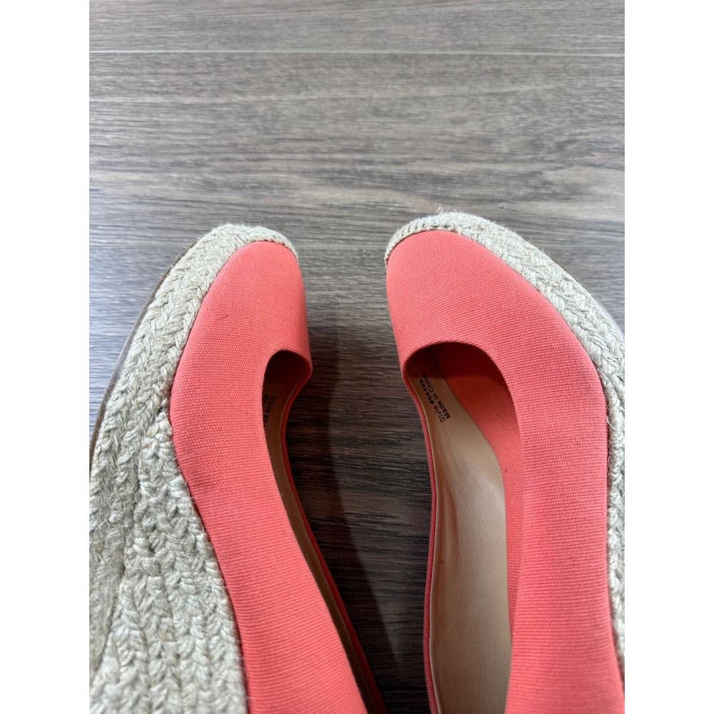 J.Crew Seville Women's Espadrille Wedges Coral Size 8 Spring Round Toe 3.5" Heel - Picture 8 of 12